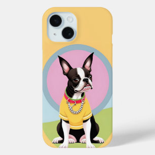 Stilisierter Boston Terrier mit gelbem Hemd Case-Mate iPhone Hülle