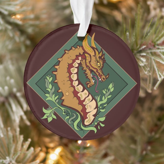 Stilisierter brauner Drache Ornament (Baum)