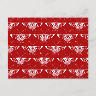 Stilisierter Deco-Schmetterling - dunkelrot und we Postkarte