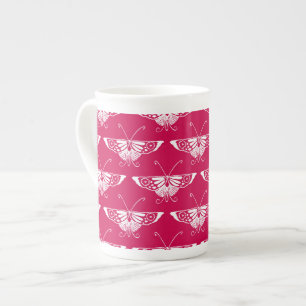 Stilisierter Deco-Schmetterling - Fuchsia-Pink Prozellantasse
