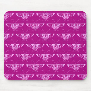 Stilisierter Deco-Schmetterling - magenta und pink Mousepad