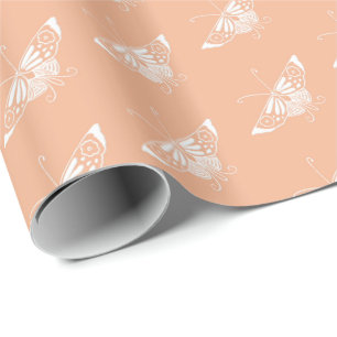 Stilisierter Deco-Schmetterling - pfirsich Geschenkpapier