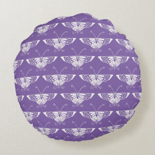 Stilisierter Deco-Schmetterling - staubig lila Rundes Kissen