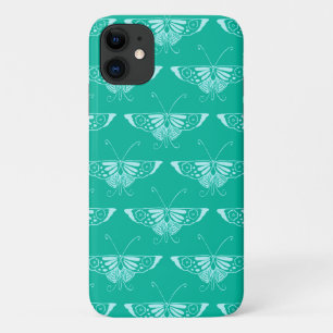 Stilisierter Deco-Schmetterling - Türkis und Aquam Case-Mate iPhone Hülle