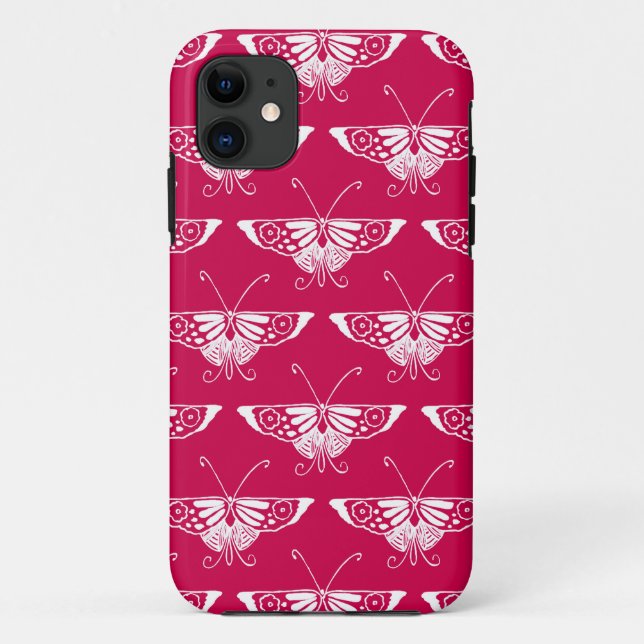 Stilisierter Deko-Schmetterling - fuchsienrosa Case-Mate iPhone Hülle (Rückseite)