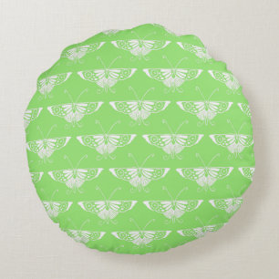 Stilisierter Deko-Schmetterling - Limettengrün Rundes Kissen