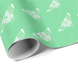 Stilisierter Deko-Schmetterling - Minzgrün Geschenkpapier