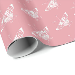 Stilisierter Deko-Schmetterling - Muschel pink Geschenkpapier