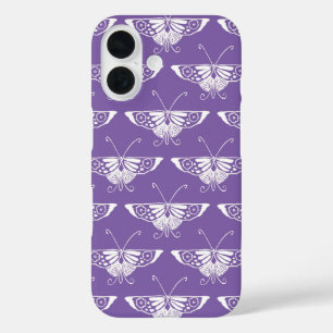 Stilisierter Deko-Schmetterling - staubige lila iPhone 16 Hülle
