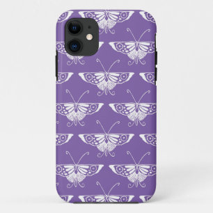 Stilisierter Deko-Schmetterling - staubige lila iPhone 11 Hülle