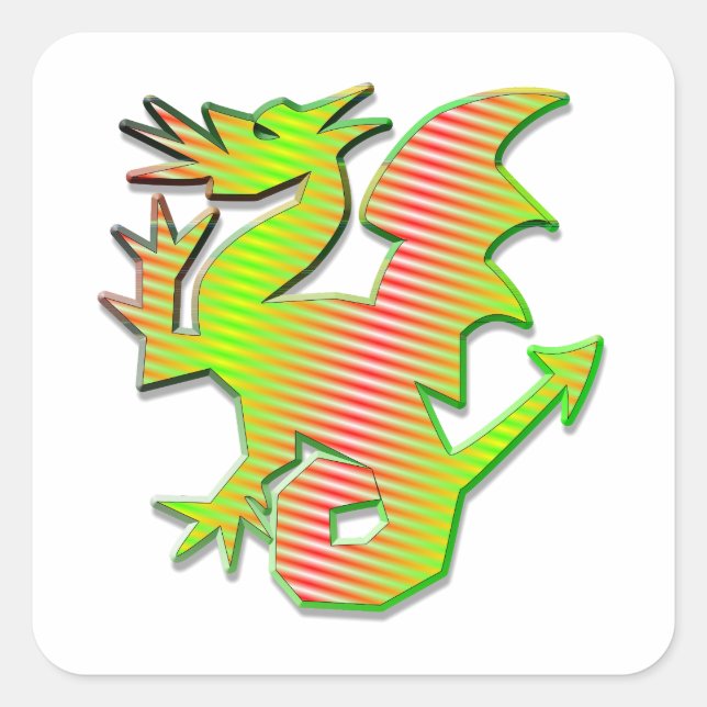 Stilisierter Drache Quadratischer Aufkleber (Vorderseite)