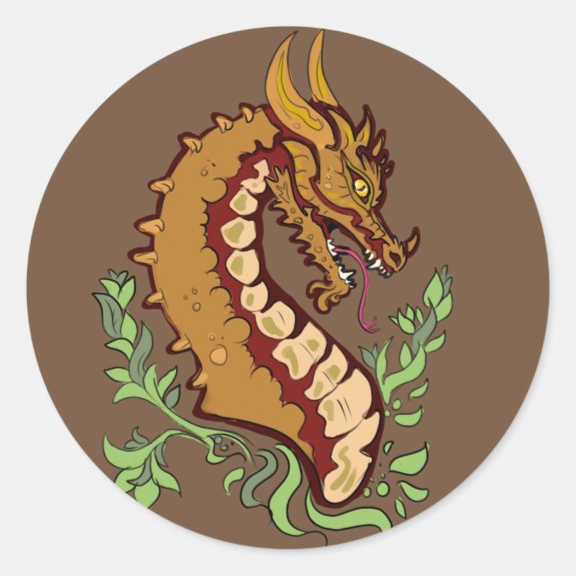Stilisierter Drache Runder Aufkleber (Vorderseite)