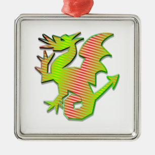 Stilisierter Drache Silbernes Ornament
