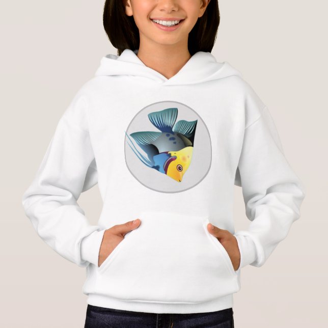 Stilisierter Fisch in Bewegung Hoodie (Vorderseite)