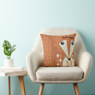 Stilisierter Fuchs mit Monogramm und Namen, abstra Kissen