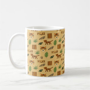 Stilisierter Hintergrund mit Cartoon Tiger. Bright Kaffeetasse