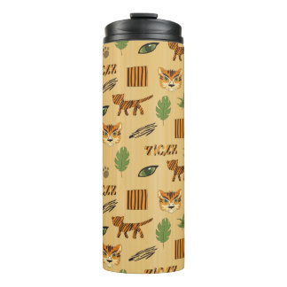Stilisierter Hintergrund mit Cartoon Tiger. Bright Thermosbecher