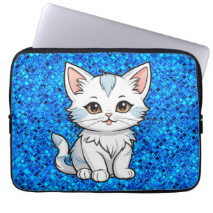 Stilisierter Katzen-Cartoon-Linienkunst-Design-523 Laptopschutzhülle