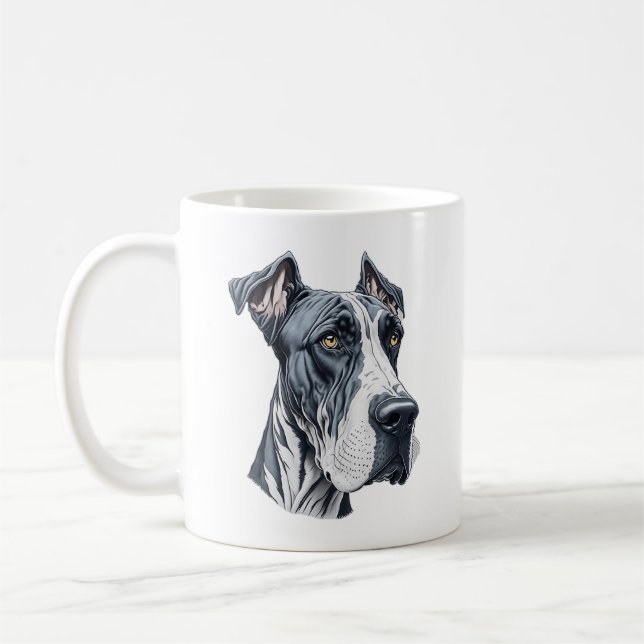 Stilisierter Kopf einer Dänischen Dogge Kaffeetasse (Links)