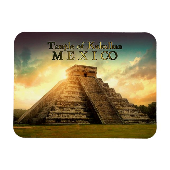 Stilisierter Kukulkan-Mexiko-Tempel Magnet (Horizontal)