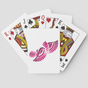 Stilisierter Magenta-Phoenix mit tribalem Rosa-Vog Spielkarten