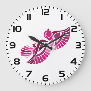 Stilisierter Magenta-Phönix mit tribalem rosa Voge Große Wanduhr