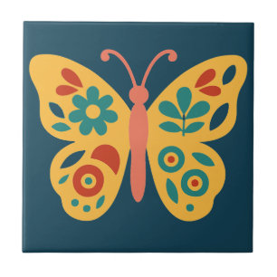 Stilisierter, naturinspirierter Schmetterling mit  Fliese