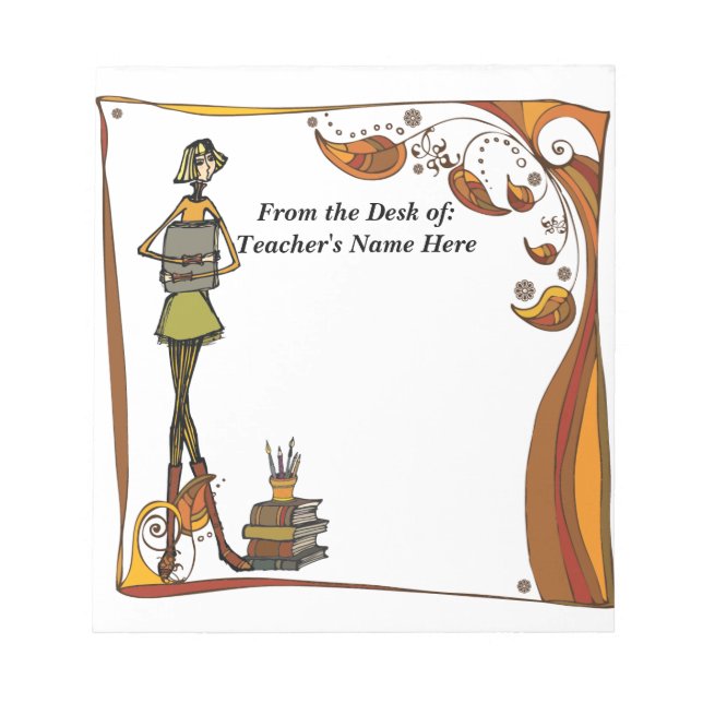 Stilisierter Retro-Lehrer vom Schreibtisch des Nam Notizblock (Vorderseite)