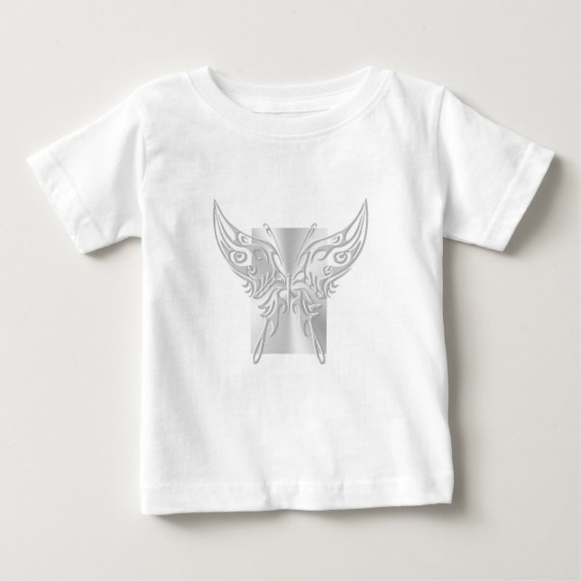 Stilisierter Schmetterling Runder Schwanz, Embosse Baby T-shirt (Vorderseite)