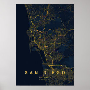 Stilisierter Stadtplan-Druck von San Diego Kalifor Poster
