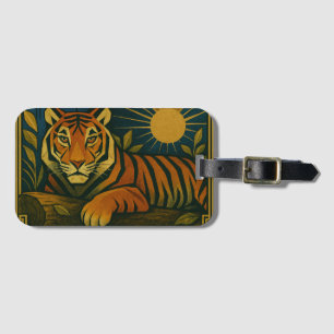 Stilisierter Tiger in Ziersonnenrahmen Gepäckanhänger