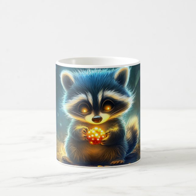 stilisierter und süßer Waschbär Kaffeetasse (Mittel)