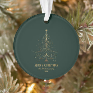 Stilisierter Weihnachtsbaum in Gold auf dunklem Hi Ornament