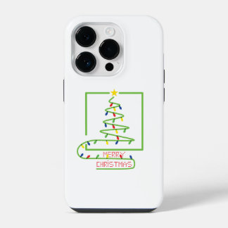 Stilisierter Weihnachtsbaum mit Glühbirnen iPhone 14 Pro Hülle