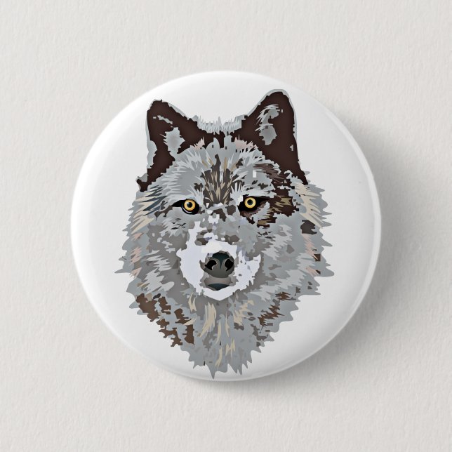 Stilisierter Wolf-Kopf Button (Vorderseite)