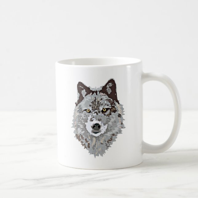 Stilisierter Wolf-Kopf Tasse (Rechts)