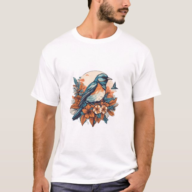 Stilisiertes Bird T - Shirt Design - Mit Freiheit  (Vorderseite)
