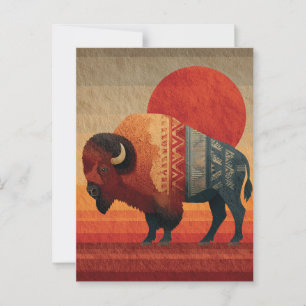 Stilisiertes Bison mit amerikanischer Tradition Postkarte