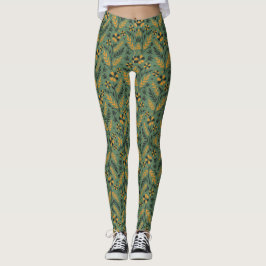 Stilisiertes botanisches orange-schwarzes Blumenmu Leggings
