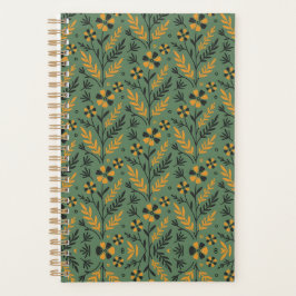 Stilisiertes botanisches orange-schwarzes Blumenmu Planer