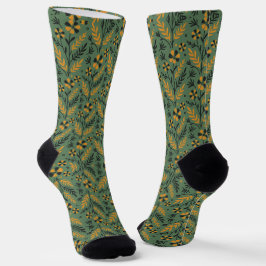 Stilisiertes botanisches orange-schwarzes Blumenmu Socken