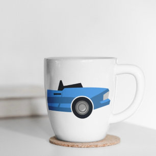 Stilisiertes Cabrio-Sportwagen mit Namen Kaffeetasse