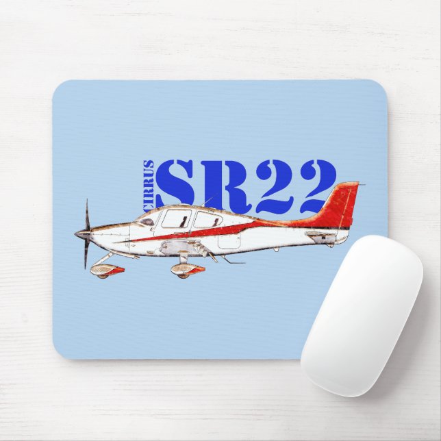 Stilisiertes Cirrus SR22-Flugzeug mit Fettdruck Mousepad (Mit Mouse)