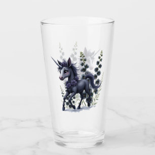 Stilisiertes Einhorn in floraler Pracht. Glas