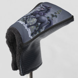 Stilisiertes Einhorn in floraler Pracht. Golf Headcover