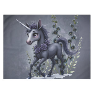 Stilisiertes Einhorn in floraler Pracht. Tischdecke