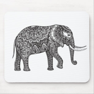 Stilisiertes Fantasie-Elefant-Gekritzel Mousepad