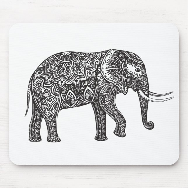 Stilisiertes Fantasie-Elefant-Gekritzel Mousepad (Vorne)