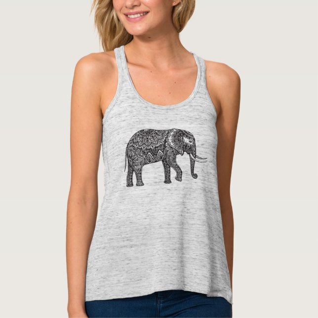 Stilisiertes Fantasie-Elefant-Gekritzel Tank Top (Vorderseite)