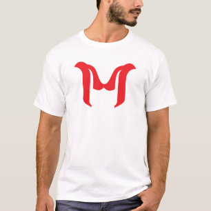 Stilisiertes fettes geometrisches rotes Buchstabe  T-Shirt